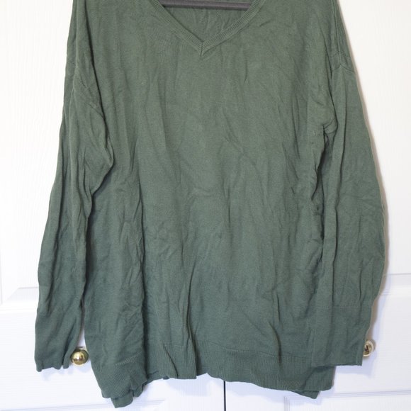 AVA & VIV V-Neck Olive Green Sweater - Picture 3 of 4